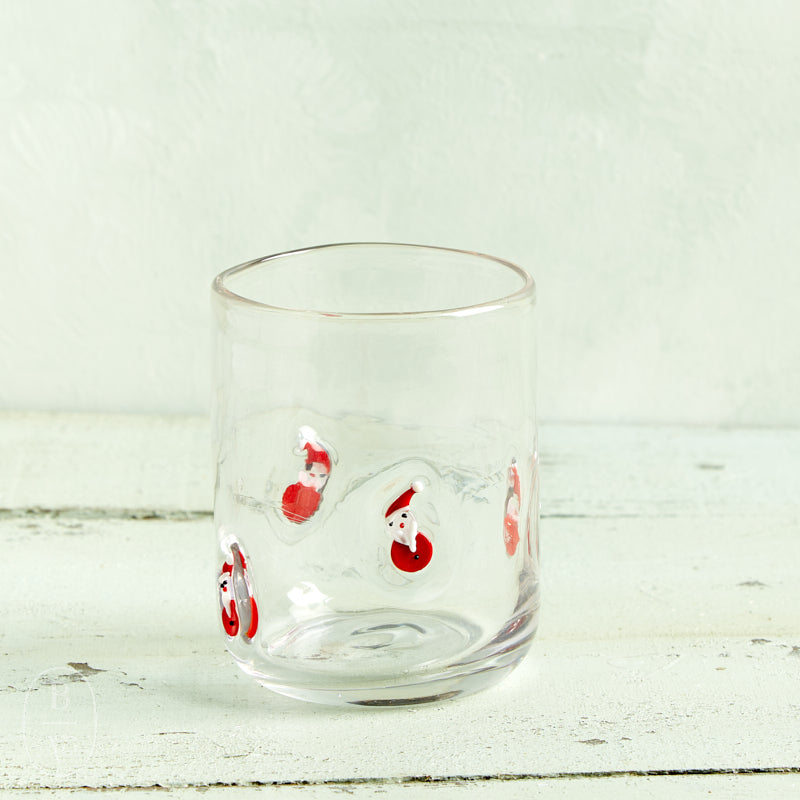 Creative Co-op HOLIDAY DRINKING GLASS Santa