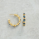 CV Designs NAVY STONE HOOP EARRINGS - CV8N