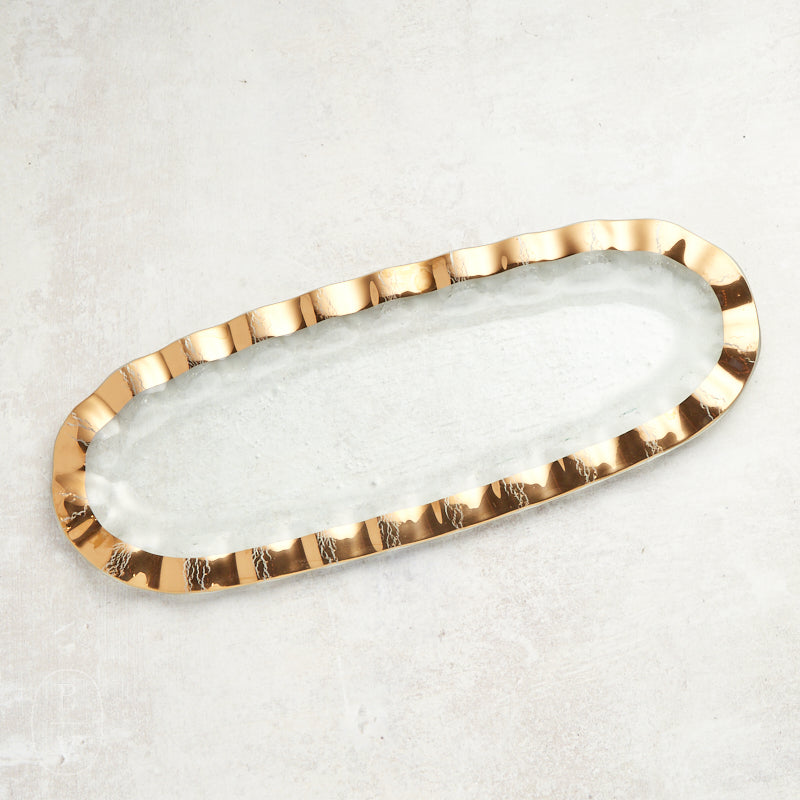 Annieglass RUFFLE MEDIUM OVAL TRAY Gold