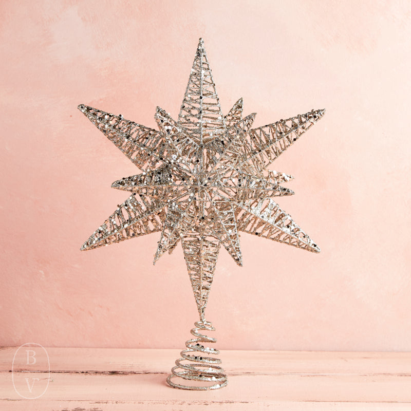 Creative Co-op METAL STAR TREE TOPPER Gold Glitter