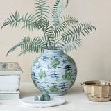 Creative Co-op CRANE PATTERN CERAMIC VASE