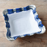 Etta B Pottery GAMEDAY MEDIUM SQUARE BOWL Blue