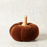 K and K Interiors BROWN VELVET PUMPKIN WITH WOOD STEM 7.5