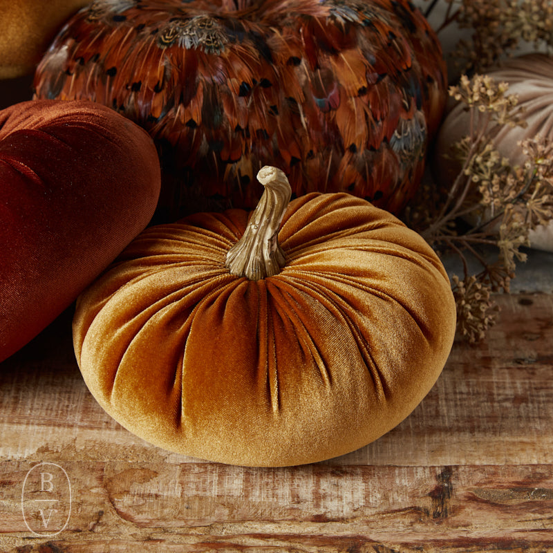 K and K Interiors VELVET STUFFED PUMPKIN