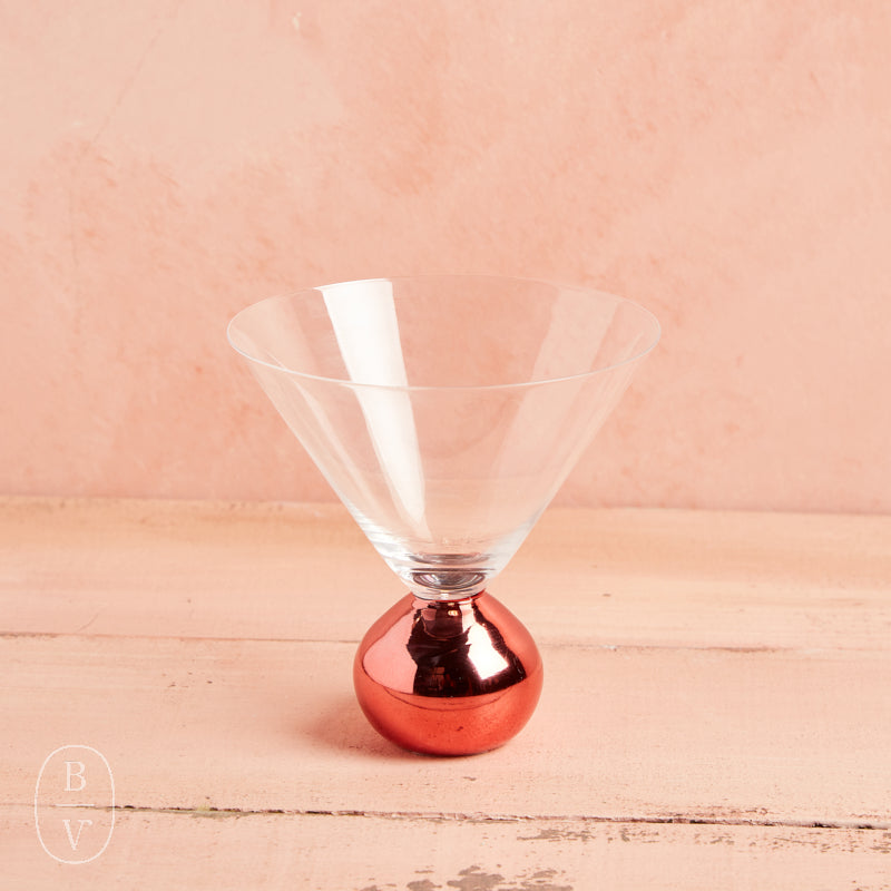 Creative Co-op MARTINI GLASS WITH BALL STEM Red