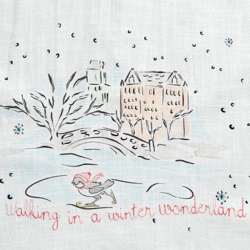 Creative Co-op WINTER HOLIDAY SCENE TEA TOWEL