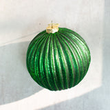 GLASS RIBBED ORNAMENT