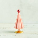 Cody Foster PETITE PLEATED GLASS TREE WITH BALL TOPPER Pink Red Small