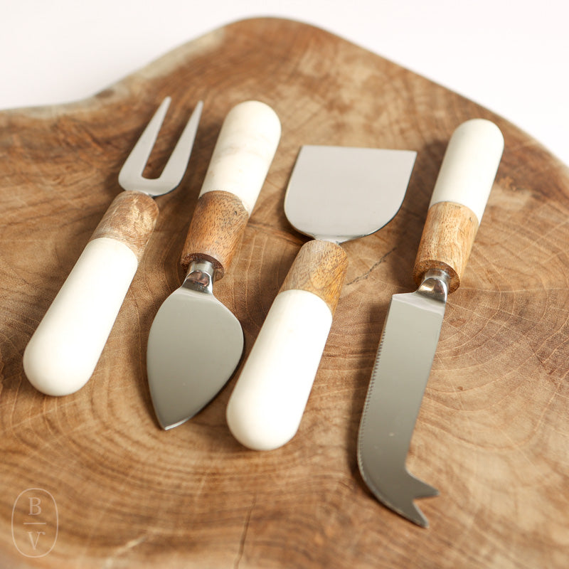 Zodax MARBLE AND WOOD CHEESE TOOL SET