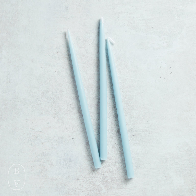 Creative Co-op THIN TAPER CANDLES BOX OF 24 Light Blue .5 x 10
