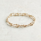 eNewton Design DIGNITY SINCERITY GOLD PATTERN STONE BRACELET Pearl 4mm