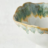 Creative Co-op REACTIVE GLAZE STONEWARE FOOTED BOWL