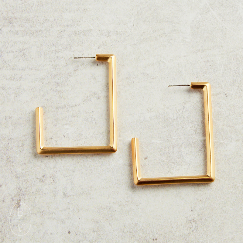 Virtue LARGE SQUARE BRUSHED HOOP EARRINGS Gold