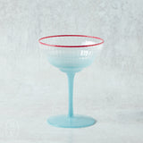 Creative Co-op OMBRE COLORED RIM COUPE GLASS Ocean Blue