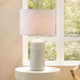 Jamie Young Company TRACE TABLE LAMP White Large Drum White Linen