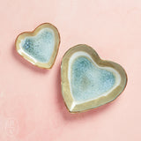 Creative Co-op GOLD EDGE STONEWARE HEART DISH