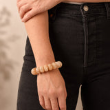 Golden Stella CHUNKY MARBLE BEADED STRETCH BRACELET Beige