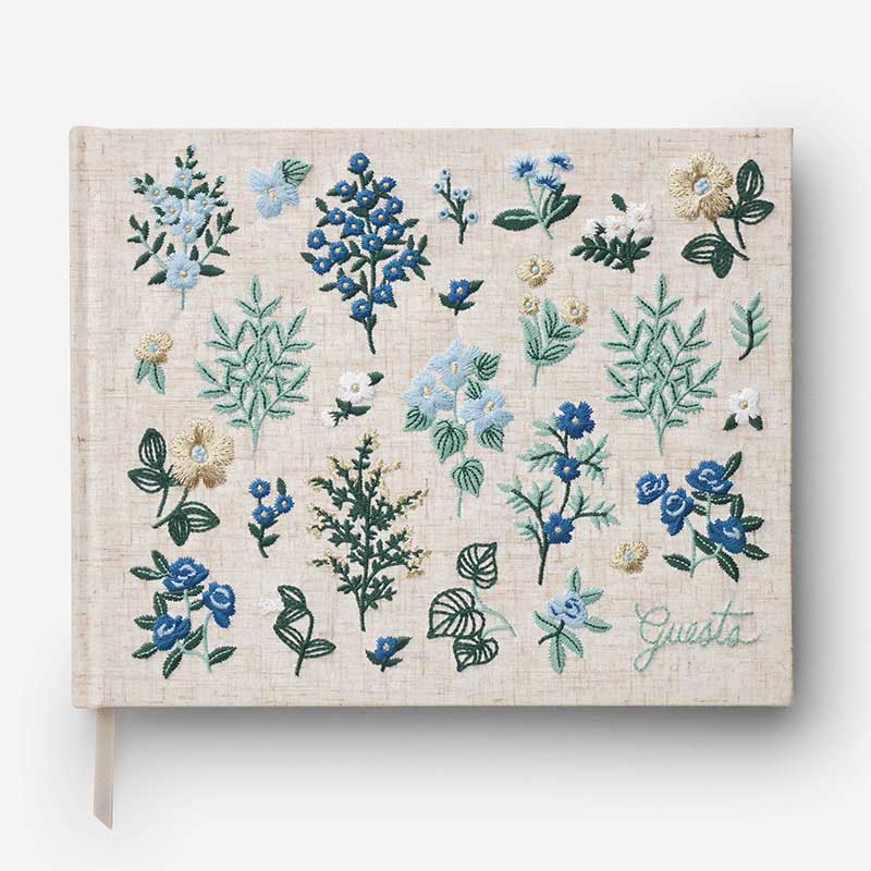 WILDWOOD EMBROIDERED FABRIC GUEST BOOK