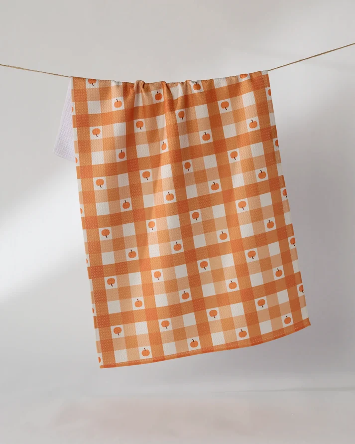 PUMPKIN CHECK TEA TOWEL