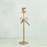 Creative Co-op IRON TAPER HOLDER WITH BOW Gold 12