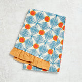 Creative Co-op PATTERN AND RUFFLE PRINTED TEA TOWEL Blue