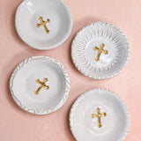 Dixie Pottery GOLD CROSS RING DISH