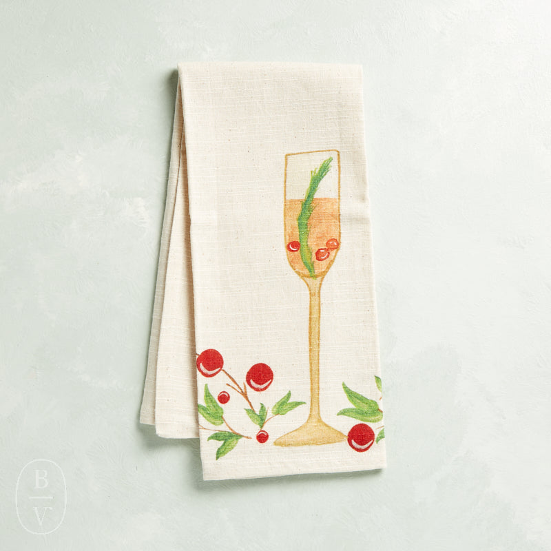 Creative Co-op HOLIDAY COCKTAIL SLUB TOWEL