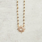 Virtue GOLD RHINESTONE STARBURST ROSARY NECKLACE Grey