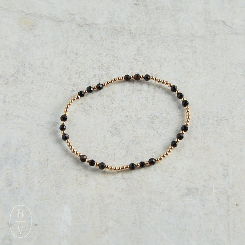 eNewton Design GEMSTONE JOY PATTERN BEAD BRACELET Faceted Onyx 3mm