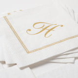 Caspari HEMSTITCH SCRIPT PAPER COCKTAIL NAPKIN