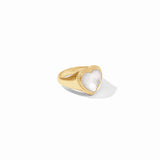 Julie Vos HEART SIGNET RING Iridescent Clear Crystal 7