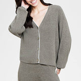 Barefoot Dreams COZYCHIC ULTRA LITE CONTRAST RIBBED CARDIGAN Olive Branch Pearl