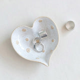 Creative Co-op DOT STONEWARE HEART DISH