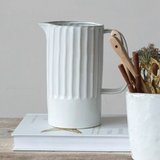 Creative Co-op REACTIVE GLAZE RIBBED STONEWARE PITCHER