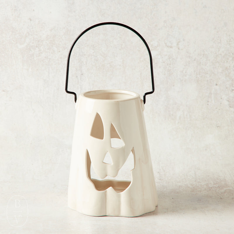 Creative Co-op CERAMIC GHOST LANTERN White Smile