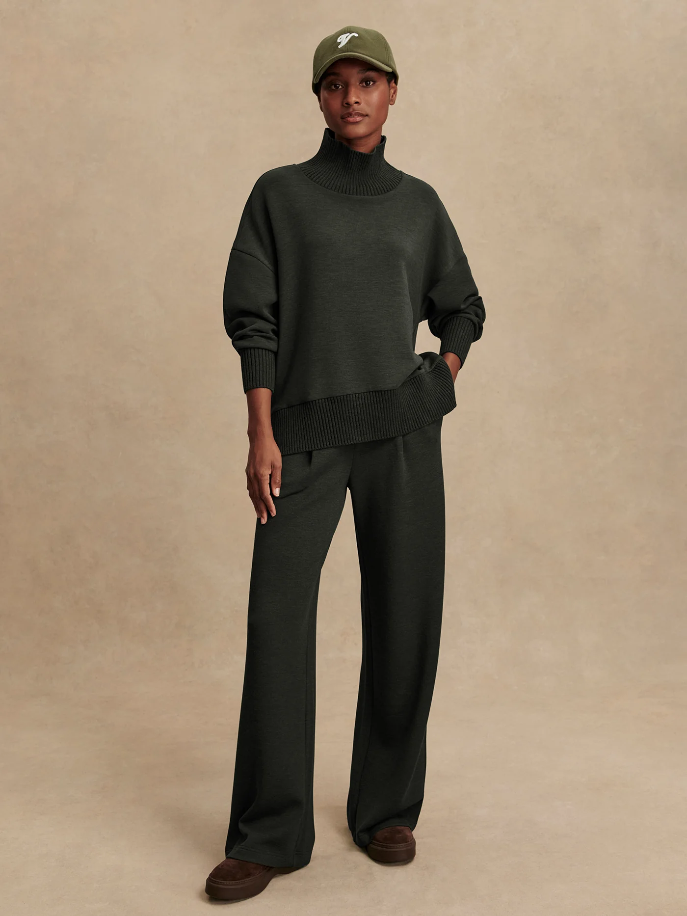 Varley BARKER HIGH NECK SWEAT Olive Marl