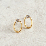 Virtue CZ OVAL RING STUD EARRINGS Gold