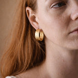Golden Stella HAMMERED FLAT HOOPS Matte Gold