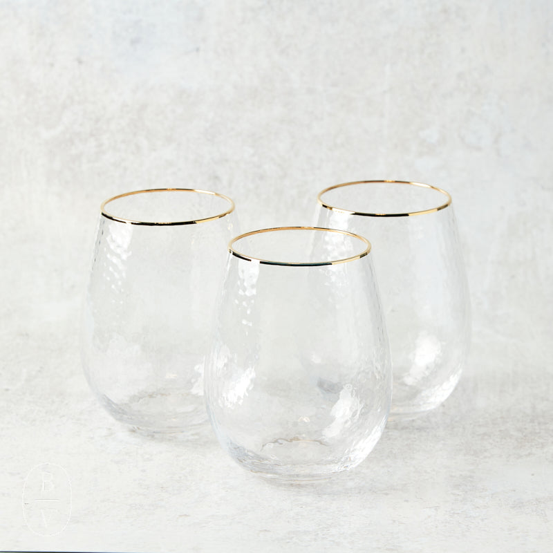 Zodax NEGRONI HAMMERED STEMLESS WINE GLASS