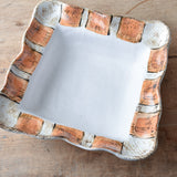 Etta B Pottery GAMEDAY MEDIUM SQUARE BOWL Orange