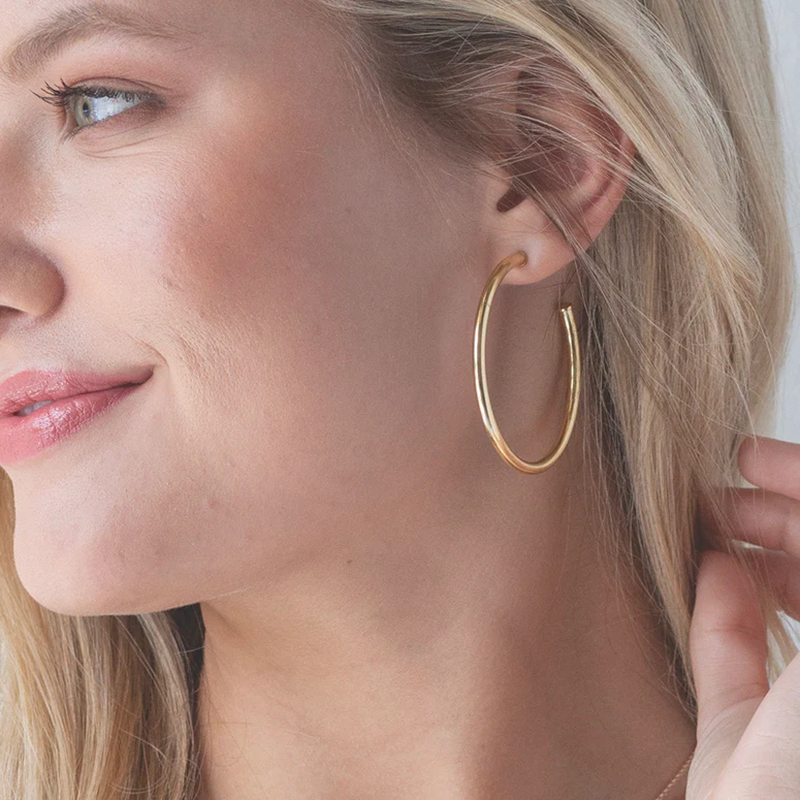 Gold post online hoop earrings