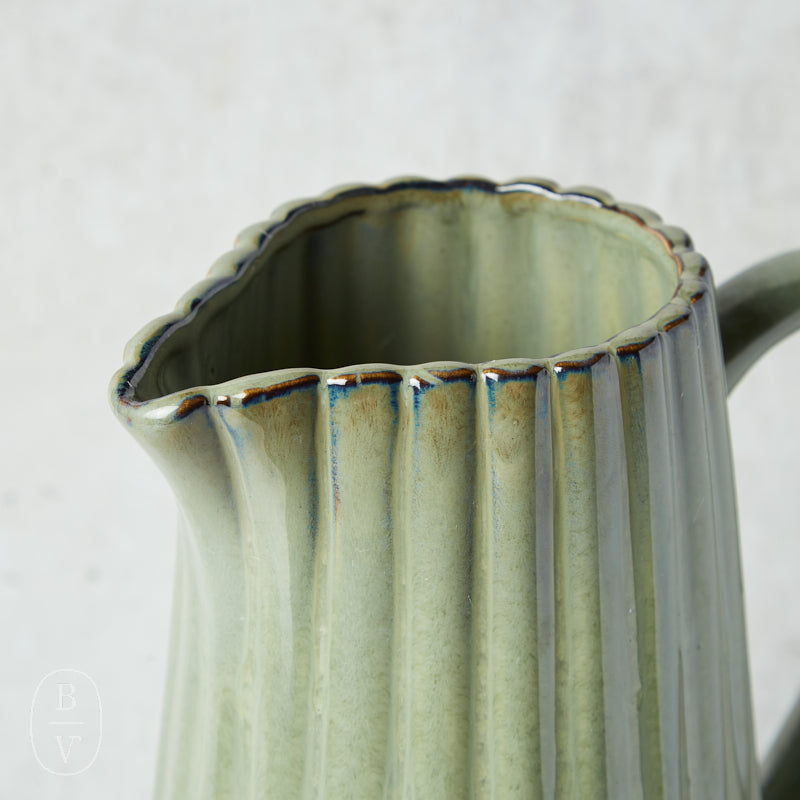 Creative Co-op STONEWARE RIBBED PITCHER