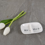 Creative Co-op CERAMIC TWO SECTION MR MRS DISH