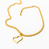 Virtue GOLD CURB CHAIN HANGING HEART NECKLACE