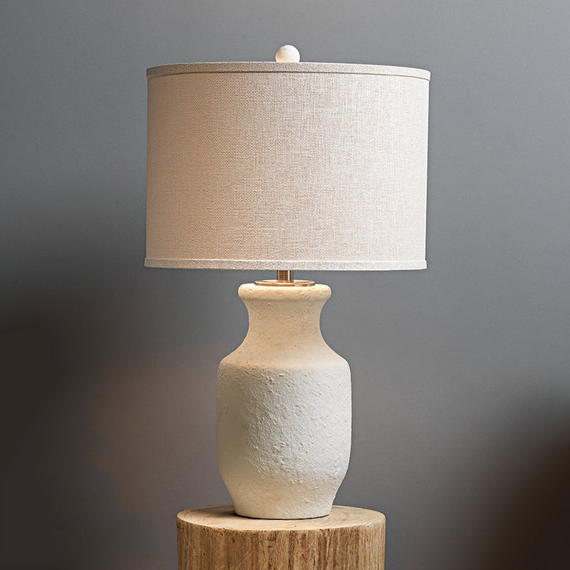 Jamie Young Company GILBERT TABLE LAMP White Drum White Grasscloth