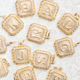 Farrah B Jewelry SQUARE INTIAL LETTER CHARMS Gold