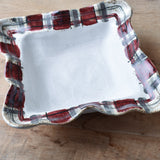Etta B Pottery GAMEDAY MEDIUM SQUARE BOWL Maroon