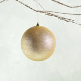 K and K Interiors ROUND GLITTERED SHATTERPROOF ORNAMENT Gold 7.5