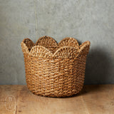 Creative Co-op BRAIDED BANKUAN BASKET WITH SCALLOPED EDGE
