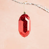 A and B Floral FACETED GEM ORNAMENT 5.25 Red Round